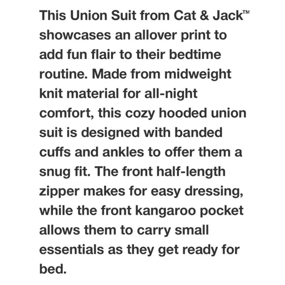 CAT & JACK Girls' Printed Union Suit Onesies Fleece Plaid Pajamas w. Hood - Picture 14 of 15